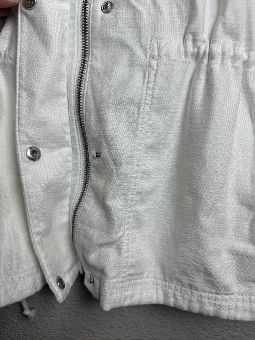 J.Crew Women’s White Cotton Utility Field Jacket Drawstring Waist Full Zip SizeS - Picture 5 of 14